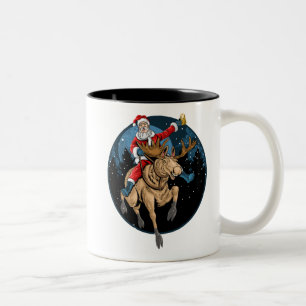 Santa Riding Elche Drink Bier Zweifarbige Tasse