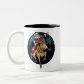Santa Riding Elche Drink Bier Zweifarbige Tasse (Links)