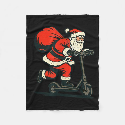 Santa Riding Electric Scooter Fleecedecke (Vorderseite)