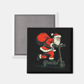 Santa Riding Electric Scooter  Magnet (Vorderseite/Rückseite)