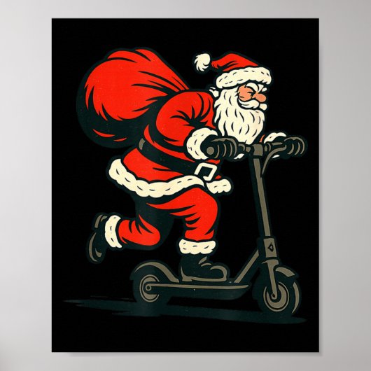 Santa Riding Electric Scooter Poster (Vorne)