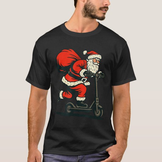 Santa Riding Electric Scooter T-Shirt (Vorderseite)