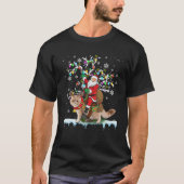 Santa Riding Exotic Kurzhaar Xmas Tree Santa Cat T-Shirt (Vorderseite)