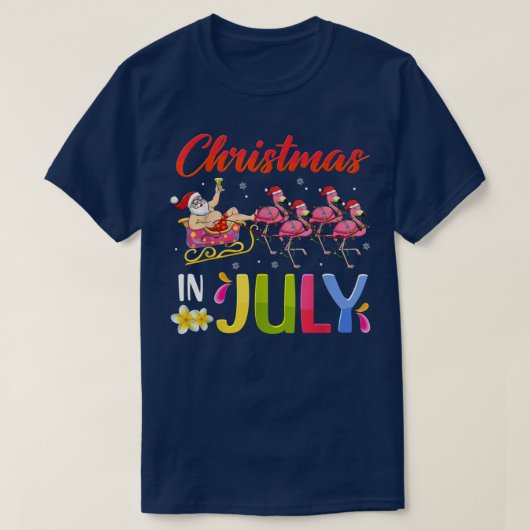 Santa Riding Flamingo Christmas In July Summer Wom T-Shirt (Design vorne)