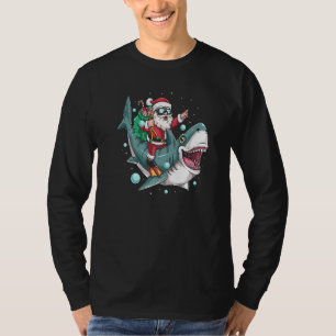 Santa Riding Flying Shark Weihnachtsweihnacht Stru T-Shirt