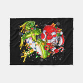 Santa Riding Frog Christmas Lights Funny Xmas Tree Fleecedecke (Vorderseite (Horizontal))