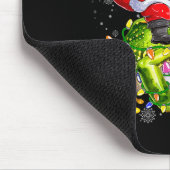 Santa Riding Frog Christmas Lights Funny Xmas Tree Mousepad (Ecke)