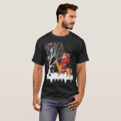 Santa Riding German Shepherd Dog Tree Lights T-Shirt (Vorne ganz)