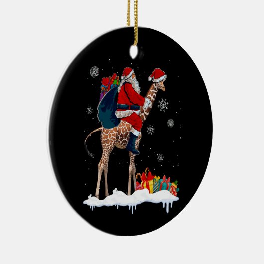 Santa Riding Giraffe Weihnachten Pajama Santa Love Keramik Ornament (Rechts)