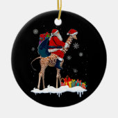 Santa Riding Giraffe Weihnachten Pajama Santa Love Keramik Ornament (Vorne)