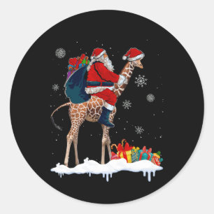 Santa Riding Giraffe Weihnachten Pajama Santa Love Runder Aufkleber