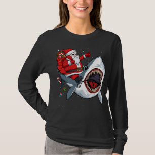 Santa Riding Hai Weihnachten Pajama Niedlich Ocean T-Shirt