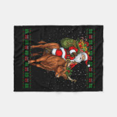 Santa Riding Highland Cow Ugly Christmas Sweater Fleecedecke (Vorderseite (Horizontal))