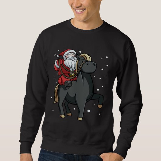 Santa Riding Horse Cute Fun Christmas Celebrate Sweatshirt (Vorderseite)