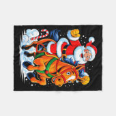 Santa Riding Horse Funny Equestrian Christmas Xmas Fleecedecke (Vorderseite (Horizontal))