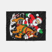 Santa Riding Horse Funny Equestrian Christmas Xmas Fleecedecke (Vorderseite (Horizontal))