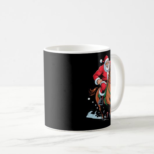 Santa Riding Horse Funny Equestrian Christmas Xmas Kaffeetasse (VorderseiteRechts)