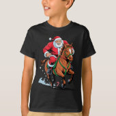 Santa Riding Horse Funny Equestrian Christmas Xmas T-Shirt (Vorderseite)
