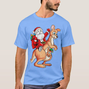 Santa Riding Kangaroo Australisches Weihnachtsfest T-Shirt