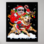 Santa Riding Labrador Retriever Christmas Lights D Poster (Vorne)