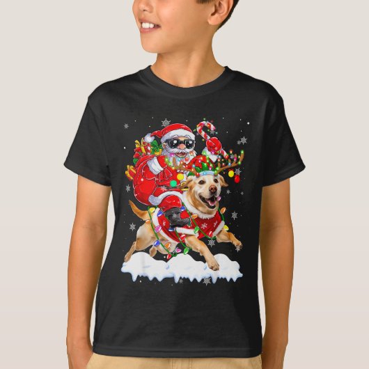 Santa Riding Labrador Retriever Christmas Lights D T-Shirt (Vorderseite)