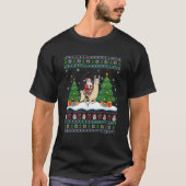 Santa Riding Llama Tree Lights Ugly Christmas Swea T-Shirt (Vorderseite)
