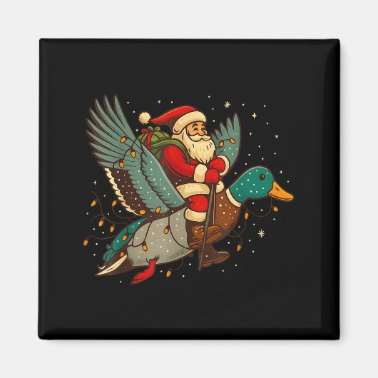 Santa Riding Mallard Duck Funny Christmas Holiday  Magnet (Vorne)