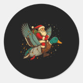 Santa Riding Mallard Duck Funny Christmas Holiday  Runder Aufkleber (Vorderseite)