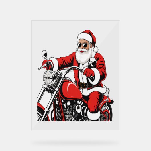 Santa Riding Motorrad Acrylschild (Vorderseite)