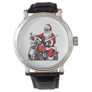 Santa Riding Motorrad Armbanduhr