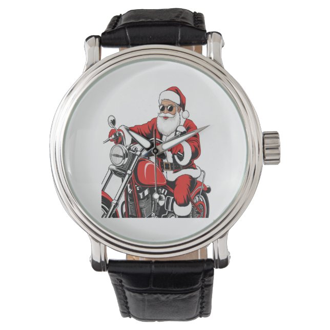 Santa Riding Motorrad Armbanduhr (Vorderseite)