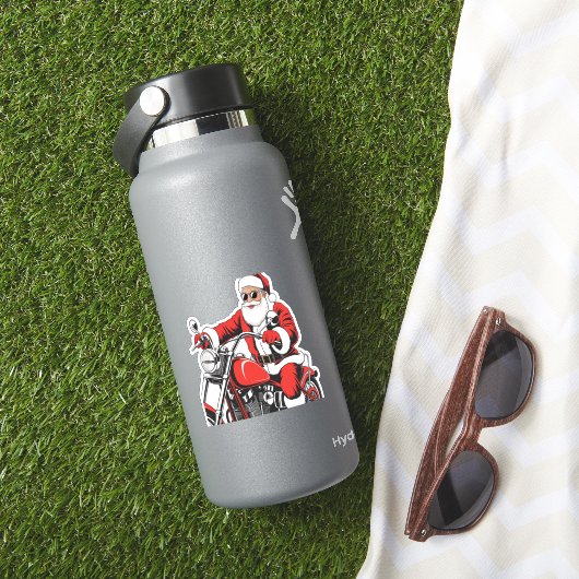 Santa Riding Motorrad Aufkleber (HydroFlask Insitu)