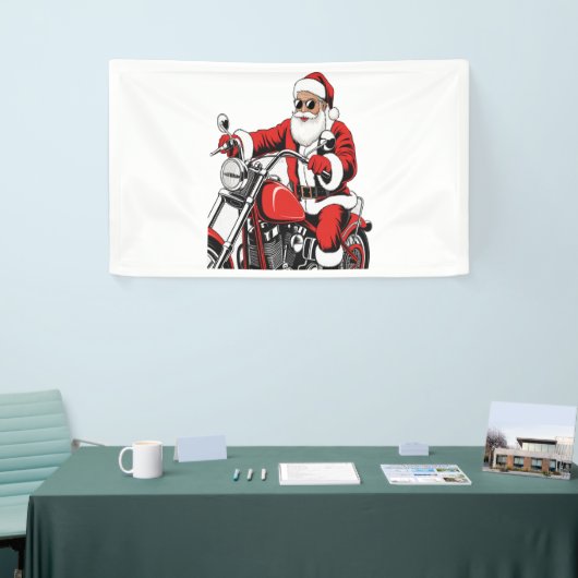 Santa Riding Motorrad Banner (Messeveranstaltung)
