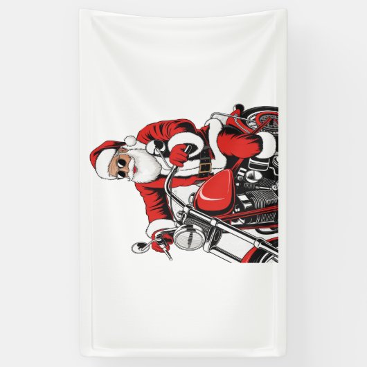 Santa Riding Motorrad Banner (Vertikal)