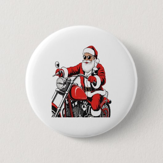 Santa Riding Motorrad Button (Vorderseite)