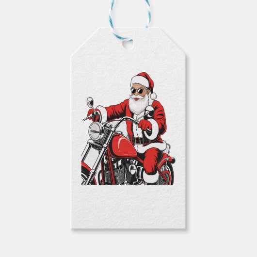 Santa Riding Motorrad Geschenkanhänger (Vorderseite)