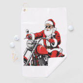 Santa Riding Motorrad Golfhandtuch (Insitu)
