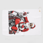 Santa Riding Motorrad Golfhandtuch (Horizontal)
