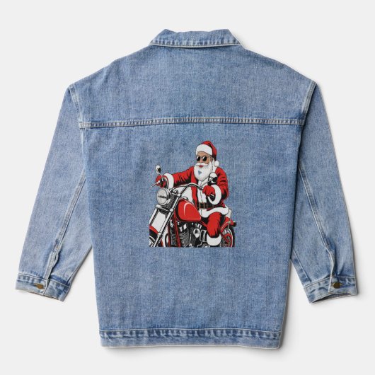 Santa Riding Motorrad Jeansjacke (Rückseite)