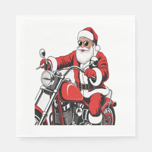 Santa Riding Motorrad Serviette (Vorderseite)