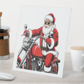Santa Riding Motorrad Sockelschild (In Situ)
