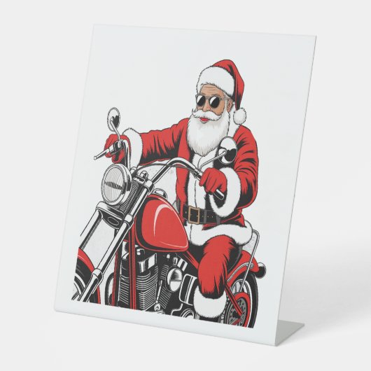 Santa Riding Motorrad Sockelschild (Vorderseite)