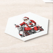 Santa Riding Motorrad Untersetzer (angewinkelt)