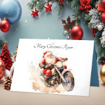 Santa Riding Motorrad Weihnachtskarte Dankeskarte<br><div class="desc">Weihnachtsfahrrad Weihnachtskarte! Machen Sie diese Urlaubssaison besonders mit einem Hauch von Einzigartigkeit und einer Touch von Spaß,  indem Sie unsere Weihnachtskarte mit individualisierbaren Weihnachtsfahrrädern schicken. Diese einmalige Aquarellkarte bietet den Weihnachtsmann auf einem Motorrad und verleiht Ihren Weihnachtsgrüßen eine unvergessliche Drehung.</div>