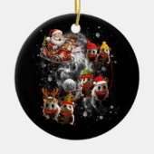 Santa Riding Opossum Rentierfisch Sleigh Keramik Ornament (Vorne)