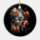 Santa Riding Opossum Rentierfisch Sleigh Keramik Ornament (Hinten)