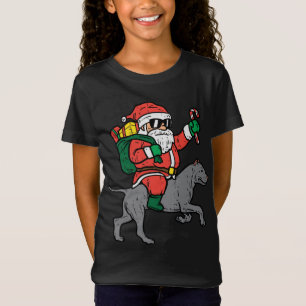 Santa Riding Pitbull Pit Dog Spaß Weihnachten T-Shirt