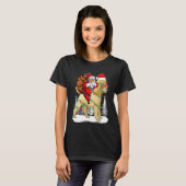 Santa Riding Poodle Hund mit Hat Claus Weihnachten T-Shirt (Vorne ganz)