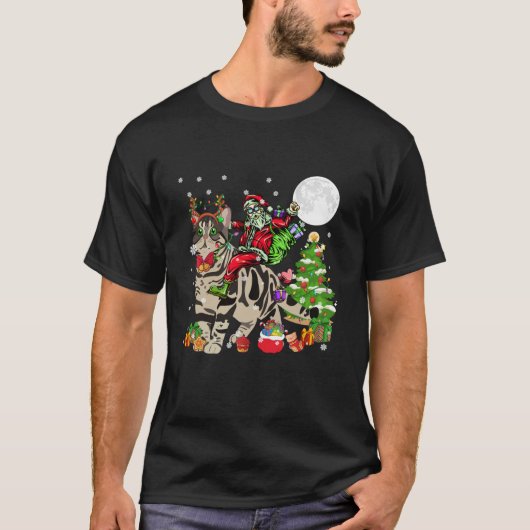 Santa Riding Reindeer American Shorthair Cat Chris T-Shirt (Vorderseite)