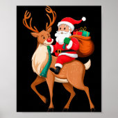 Santa Riding Reindeer Christmas Men Boys Kids Teen Poster (Vorne)